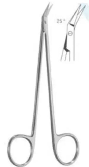 Ножиці судинні Хегеман-Дітріх, зігнуті під кутом 25⁰, 160 мм, гострокінцеві RAJ IMPEX 04-276